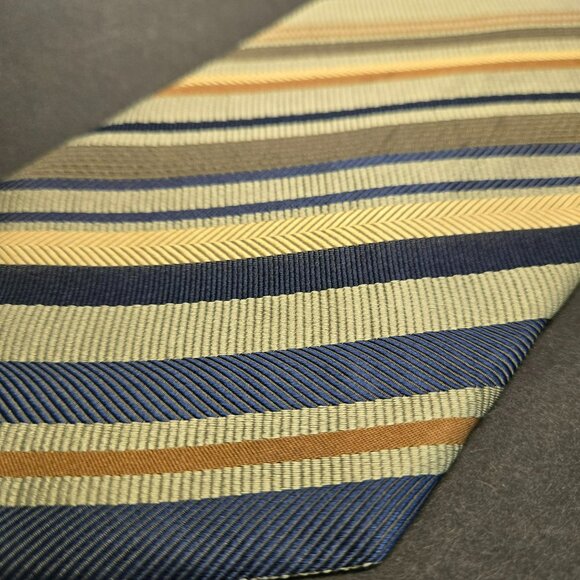 Nordstrom By JZ Richards Extra Long Silk Tie Striped Blue/Gold/Brown 64x3.75 USA - Picture 2 of 8